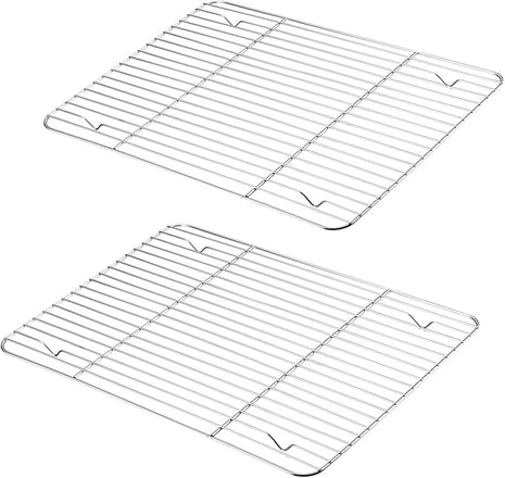 P&P CHEF Cooling Baking Rack Pack of 2, Stainless Steel Cooling Racks for Cooking Baking Roasting Grilling Drying, Dense Wires & Smooth Edge, Easy to clean, Silver, 15.3" x 11.25"