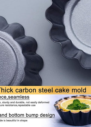 12 Packs Egg Tart Mold, Size 2.6 x 0.9inch, Cupcake Cake Muffin Mold Tin Pan Baking Tool, Carbon Steel