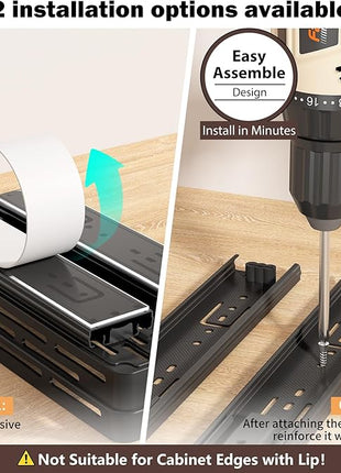 2 Pack Pull Out Spice Rack Organizer for Cabinet, Slide Out Spice Racks Organizer, Spice Cabinet Organizers, Cabinet Size Need:12'' Highx11'' Deepx5'' Wide,Hold 10 Spice Jar Each Tier-2Tier, Black