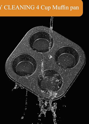 4 Cup Muffin Pan 2 Pack, Nonstick Mini Muffin Tin for Air Fryer, 1.18In Deep Cupcake Baking Pan for Frittatas, Tarts, Brownies