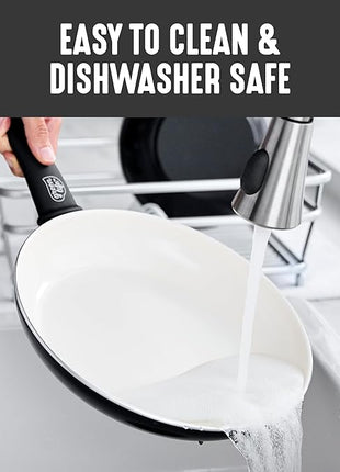 GreenLife 16 Piece Nonstick Cookware Set, Soft Grip Non-Toxic PFAS-Free Ceramic Pots & Pans, Dishwasher & Oven Safe, Frying, Sauce, Utensils, Glass Lids, Stay-Cool Handles, Wobble Free, Black & Cream