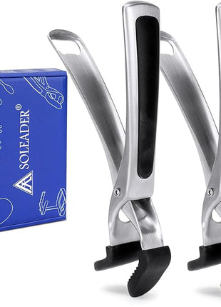 SOLEADER Plate Gripper Compatible With Pizza Pan,Non-Slip Pan Gripper,Hot Plate Bowl Retriever with Food Out from Pots,For Egg Custard For Jidangeng,For Microwave Toaster Oven Steamer,Pack of 2