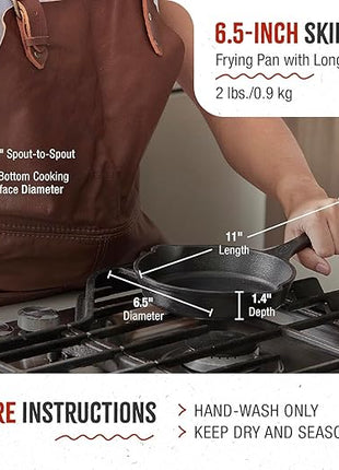 Victoria 6.5 Inch Mini Cast Iron Skillet. Small Frying Pan,Seasoned with 100% Kosher Certified Non-GMO Flaxseed Oil (SKL-206)