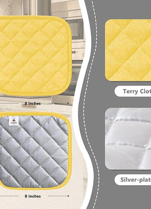 Joyhalo 4 Pack Pot Holders for Kitchen,Cotton Oven Holder with Great Heat Resistance,Non Slip Hot Pads for Kitchen Clearance,Yellow