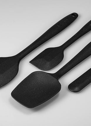 4 Piece Silicone Spatula Set, Flexible Heat Resistant Non-scratch Baking Cooking Rubber Spatulas with Stainless Steel Core, Black