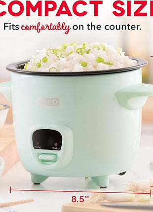 Dash DFAF455GBAQ01 Deluxe Electric Air Fryer + Oven Cooker, 6 Quart, 6 qt, Aqua & DRCM200GBAQ04 Mini Rice Cooker Steamer with Removable Nonstick Pot, Keep Warm Function & Recipe Guide, Aqua