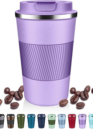 Insulated Coffee Tumblers with Flip Lid 12oz / 17oz, Stainless Steel Travel Coffee Mug Leak Proof, Vacuum Insulated Coffee Mug Reusable Cup, Keeps Cold and Hot for Coffee Tea