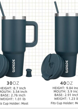 BJPKPK 30 oz Tumbler With Handle Insulated Tumblers With Lid And Straw Stainless Steel Thermal Cup,Navy Blue