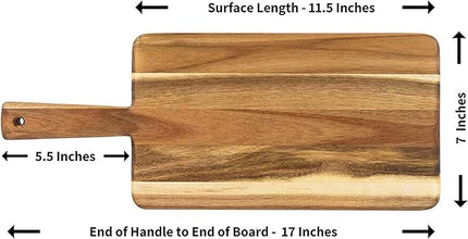 Villa Acacia Wooden Cutting Board - 17 x 7 Inch Wood Board Serving Tray for Bread and Cheese with Handle - Decorative Charcuterie Boards for New Home, Wedding Gift