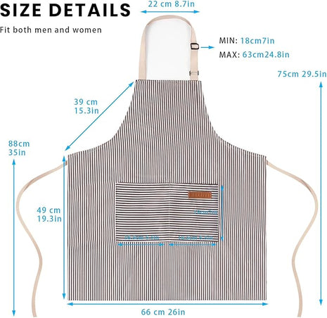 2 Pack Adjustable Bib Apron with 2 Pockets Chef Cooking Kitchen Restaurant Aprons for Women Men