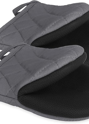 1 Pair Short Oven Mitts, Heat Resistant Silicone Kitchen Mini Oven Mitts for 500 Degrees, Non-Slip Grip Surfaces and Hanging Loop Gloves, Baking Grilling Barbecue Microwave Machine Washable