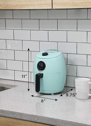 Elite Gourmet EAF-0201BL Personal Compact Space Saving Electric Hot Air Fryer Oil-Less Healthy Cooker, Timer & Temperature Controls, 1000W, 2.1 Quart, Mint