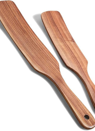 Spurtle Set, Natural Acacia Wooden Kitchen Utensils Set of 2, Wooden Spoons Utensils for Cooking, stirring, Mixing, Serving, spurtles kitchen tools as seen on tv for NonSick Cookware
