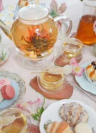 Teabloom Stovetop & Microwave Safe Glass Teapot with Removable Loose Tea Glass Infuser – Includes 2 Blooming Teas – 2-in-1 Tea Kettle and Tea Maker – Tea Purist's Choice