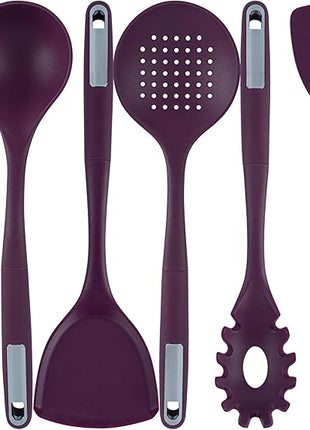 Restaurantware-Met Lux Kitchen Utensil Set, 1 Silicone Utensil Set - Consists 6 Pieces, High-Heat Tolerance, Purple Silicone Kitchen Utensils, For No-Stick Cookware