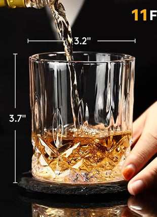 Whiskey Glasses - Premium Set of 24 Elegant and Clear Tumbler Glasses for Whisky, Scotch, and Bourbon - Barware Glassware