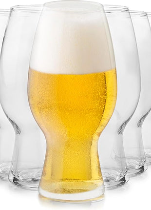 Libbey Entertaining Essentials Tall Craft Beer Glasses - Elegant Beer Glass Set of 6 - IPA Tulip Glasses for Imports, Indian Pale Ales, & Classics