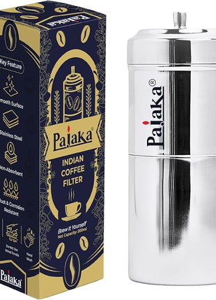 PAJAKA South Indian Filter Coffee Maker 2-4 Cup Mug Madras Kaapi Kappi Drip Decoction Maker Brewer Dripper Stainless Steel Medium Size (200 ML) | Pour Over Coffee Makers for Home & Kitchen
