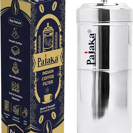 PAJAKA South Indian Filter Coffee Maker 2-4 Cup Mug Madras Kaapi Kappi Drip Decoction Maker Brewer Dripper Stainless Steel Medium Size (200 ML) | Pour Over Coffee Makers for Home & Kitchen