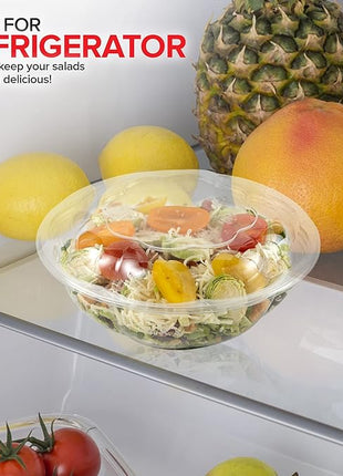 Stock Your Home 24oz Clear Plastic Salad Bowls with Lids Disposable (50 Pack) Small Takeout Container with Snap on Lid for Fruit Salads, Quinoa, Lunch and Meal Prep, Acai Bowl, To-Go Party Containers
