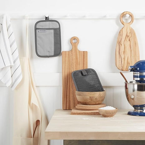 KitchenAid Beacon Two-Tone Non-Slip Pot Holder Set, Cool Grey/Frost Grey, 7"x10", 2 Piece