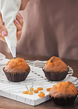 TeamFar Round Cooling Rack Set of 2, 10½ Inch Round Wire Baking Steaming Roasting Rack Set Stainless Steel, Healthy & Mirror Finish, Oven & Dishwasher Safe