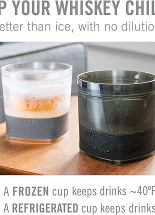 Host Whiskey Freeze Glasses, Double Old Fashioned Glasses, Chill Without Dilution for Bourbon, Vodka, Cold Brew Cocktails, Bourbon Gifts for Men, Gifts for Dad, Home Bar, 9 oz, Set of 2, Olive Green