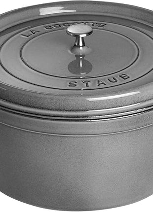 Staub Cast Iron 13.25-qt Round Cocotte - Graphite Grey, Made in France