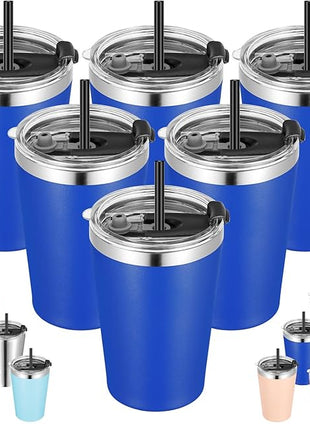 VEGOND 12oz Tumbler Stainless Steel Tumbler bulk Vacuum Insulated Double Wall Travel Tumbler with Lid and Straw Reusable Tumbler, Light Blue 6 Pack