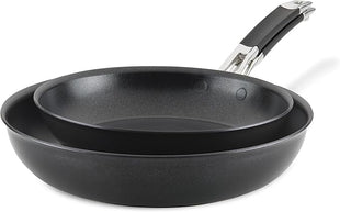 Anolon Smart Stack Hard Anodized Nonstick Frying Pan Set/ Skillet Set - 10 Inch and 12 Inch, Black