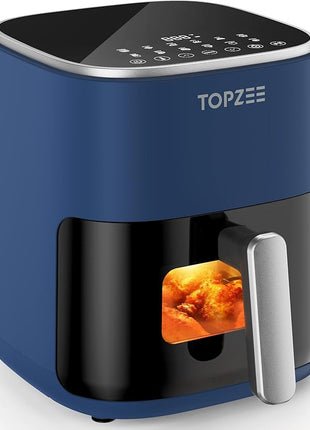 TOPZEE Air Fryer 12-in-1, Compact & Large 5.5-Qt Airfryer, 100-400℉ Precise Heat, 360°Hot Air Circulation, 95% Less Oil, Quick Easy Meals, Bake, Dry, Reheat, Frozen, Broil, Proof