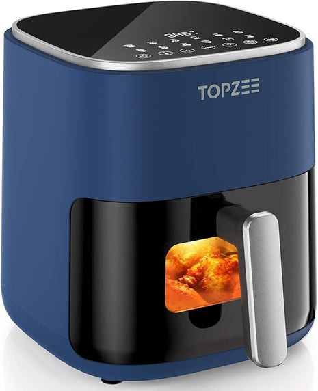 TOPZEE Air Fryer 12-in-1, Compact & Large 5.5-Qt Airfryer, 100-400℉ Precise Heat, 360°Hot Air Circulation, 95% Less Oil, Quick Easy Meals, Bake, Dry, Reheat, Frozen, Broil, Proof