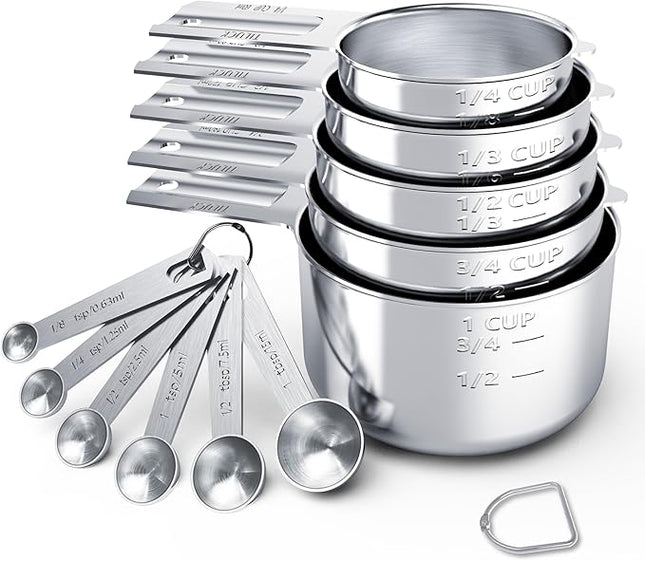 TILUCK Stainless Steel Measuring Cups & Spoons Set, Cups and Spoons,Kitchen Gadgets for Cooking & Baking (11)