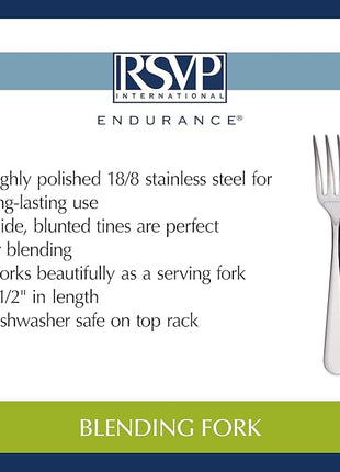RSVP International Endurance Kitchen Baking Tool Collection, Blending Fork, Stainless Steel