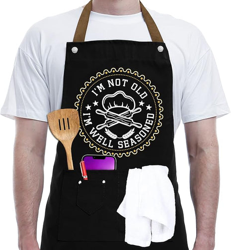 REHAVE Kitchen Gifts For Men, Women, Gifts for Mom, Gifts for Dad, Husband, Boyfriend, Brother, Wife, Girlfriend, Unique Birthday Gifts, Humor Apron for friends, Bff, Kitchen Chef Aprons Baking Gifts