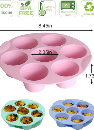 Silicone Egg Bite Molds, 3 Pack Silicone Muffin Pans for Air Fryer, Non-Stick 7 Cups Air Fryer Muffin Pan for Baking Egg Bite, Cupcake, Tart, Bread