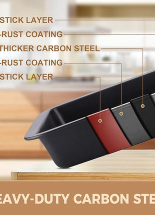 HONGBAKE Bakeware Sets, Baking Pans Set, Nonstick Oven Pan for Kitchen with Wider Grips, 10 Pieces Including Rack, Cookie Sheet, Cake Pans, Loaf Pan, Muffin Pan, Pizza Pan - Grey