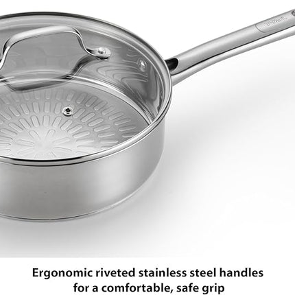 T-fal Performa Stainless Steel Cookware Set 12 Piece Induction Oven Broiler Safe 500F Pots and Pans, Dishwasher Safe Silver