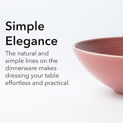 RINGAR Round Stoneware 16pc Dinnerware Set of 4, Dinner Plates, Side Plates, Cereal Bowls, Mugs - Speckle Matte Red (395476)