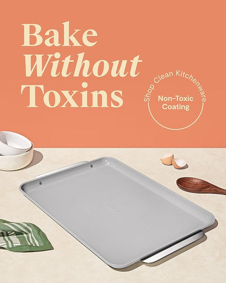 Caraway Non-Stick Ceramic Baking Sheet - Naturally Slick Ceramic Coating - Non-Toxic, PTFE & PFOA Free - Perfect for Baking, Roasting, and More - Large (18" x 13") - Gray