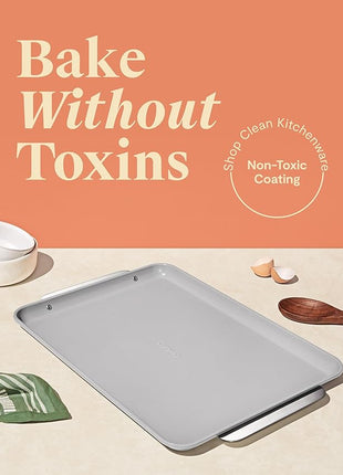 Caraway Non-Stick Ceramic Large Baking Sheet Sheet - Naturally Slick Ceramic Coating - Non-Toxic, PTFE & PFOA Free - Perfect for Baking, Roasting, and More - Large (18" x 13") - Gray