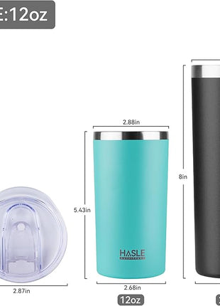 HASLE OUTFITTERS 12 oz Skinny Tumbler, Stainless Steel Insulated Slim Tumbler with Lid, Reusable Double Wall Travel Coffee Mug, Durable Powder Coated Travel Water Cup(Mint Green,1)
