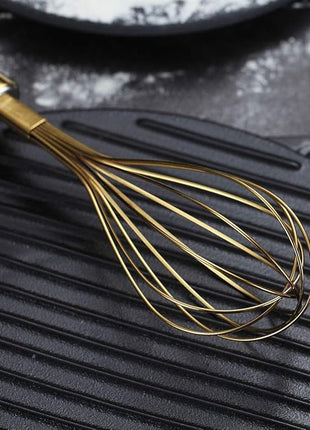 Berglander Gold Whisk Pack of 3 Stainless Steel 8",10",12", Titianium Plating Whisks for Cooking, Beater,Wire Whisk Set Kitchen Wisk (Gold)