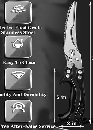 ANDONG Heavy Duty Kitchen Scissors, Professional Poultry Shears, Cooking Utensils, Black