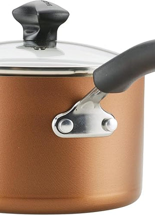 Farberware Cookstart DiamondMax Nonstick Cookware/Pots and Pans Set, Dishwasher Safe, Includes Baking Pan and Cooking Tools, 15 Piece - Copper