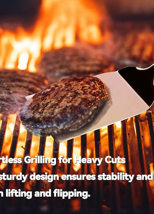 Metal Spatula for Cast Iron Skillet Grill & BBQ, Flat Top Griddle Spatulas for Burgers Fish Eggs, Stainless Steel Turner Flipper for Kitchen Use