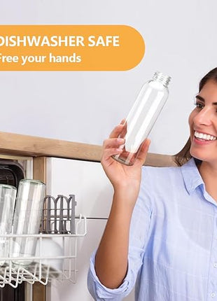 Zukro Glass Water Bottles with Lids 18 oz, 3 Pack Reusable Juice Bottles With Stainless Steel Airtight Cap for Juicing, Leak Proof Clear Drinking Jar Beverage storage container for Fridge, BPA Free