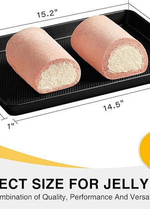 HONGBAKE Jelly Roll Pan 15x10, Cookie Sheets for Baking with Diamond Texture, Baking Sheets Non Stick, Non Toxic Oven Trays for Cooking, Heavy Duty 57% Thicker Carbon Steel, Dark Gray