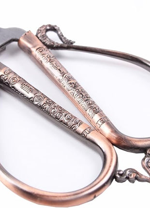BIHRTC 6.3 Inches Vintage Style Stainless Steel Auspicious Clouds Scissors Sewing Shears DIY Tools for Needlework,Embroidery, Sewing, Craft, Art Work & Everyday Use (Copper)