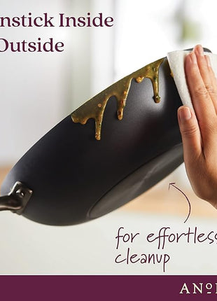 Anolon Advanced Home Hard Anodized Nonstick Frying/Saute/All Purpose Pan with Lid and Helper Handle, 12 Inch, Moonstone Dark Gray